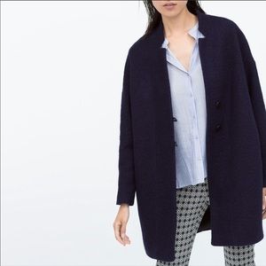 Zara navy oversized wool coat